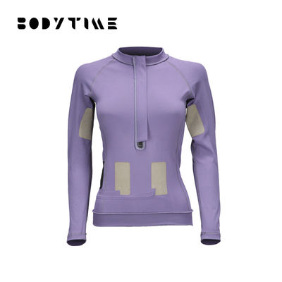 Ropa púrpura del entrenamiento de la yoga de la manga el ccsme del entrenamiento de la ropa interior de la mujer larga casual del nilón